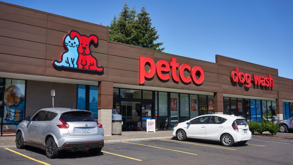 Petco store exterior in Tigard, USA, with clear signage