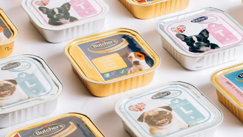 Close-up of plastic container with white and red label