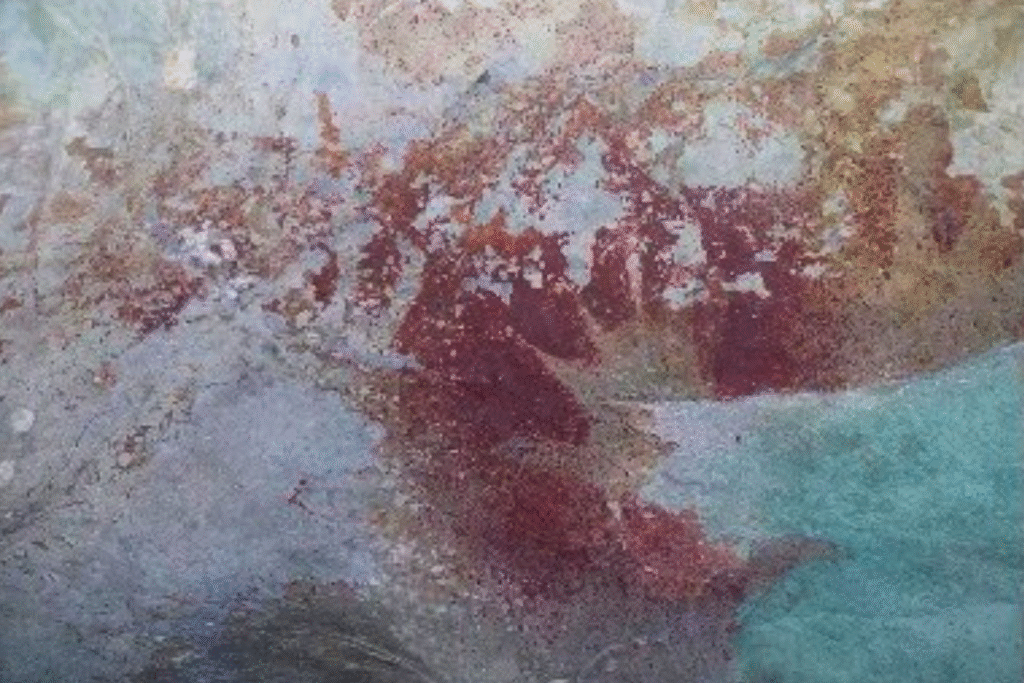 The hand stencil discovered by the research team in one of the cave sites.